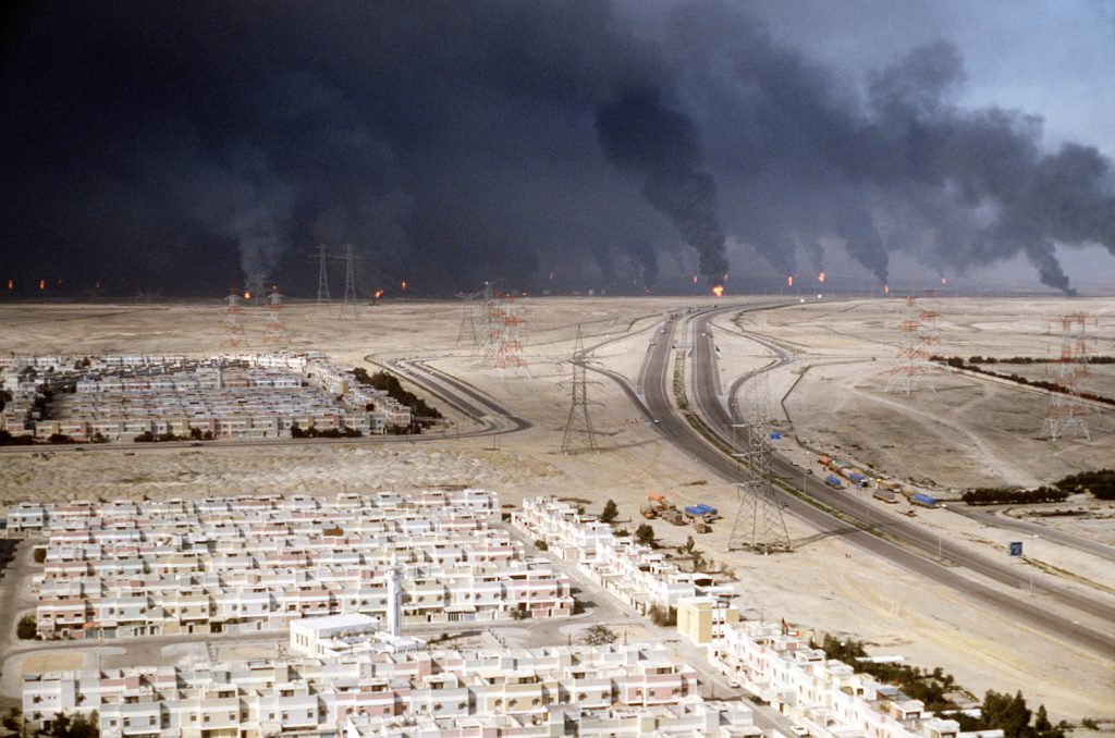 The military is a major polluter. Her, burning oil fields during Iraqi Freedom.