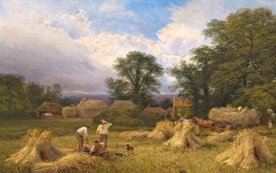 Harvest Time, by G.V.Cole. Farming and land use is a frequent theme for many landscape peinters.
