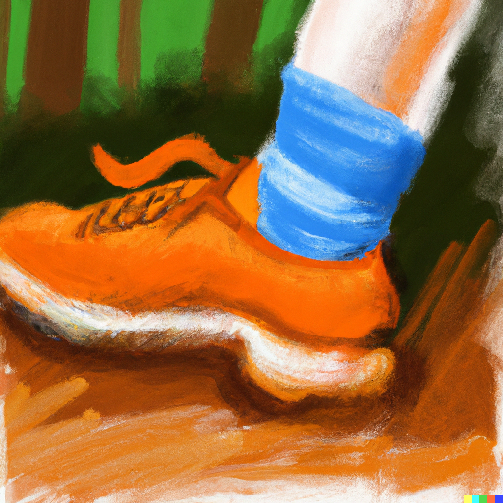 Die orangefarbenen Laufschuhe